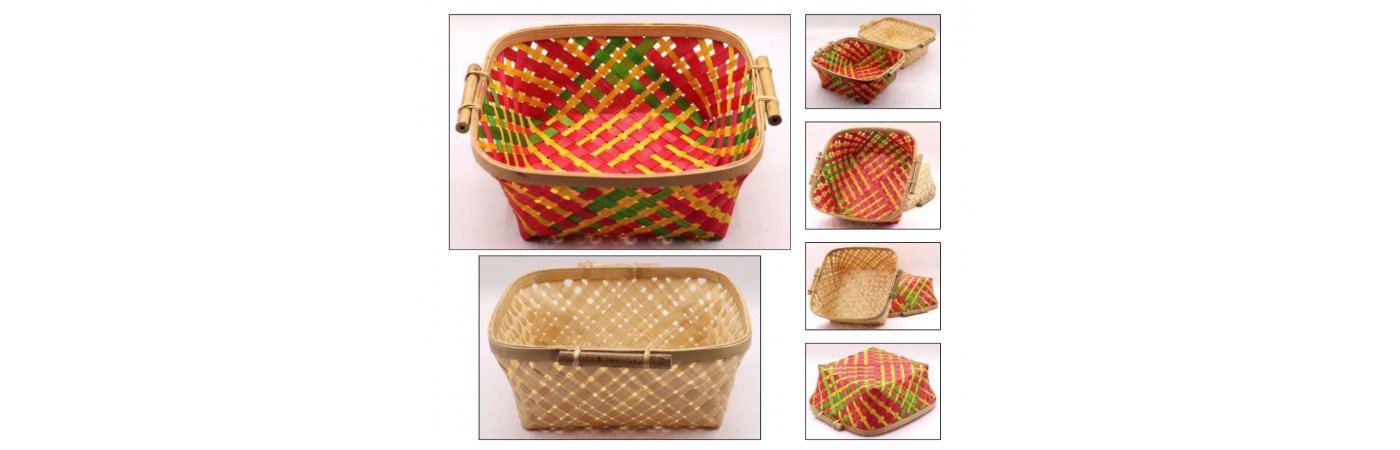 Bamboo Square Basket with Side Handles